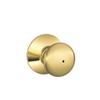 Schlage F40 V PLY 605 Plymouth Door Knob, Bed & Bath Privacy Lock, Bright Brass view 1