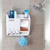 Better Living Ulti-Mate Shower Dispenser 3, Wall Mount Shower Soap Dispenser for Bathroom Hotel Body Wash, Fog-Resistant Shower Mirror, Shelf & Built-in Hooks, No Drill Adhesive, 3 x 14.5 oz, White view 3