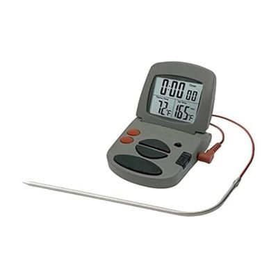 Taylor Programmable with Timer Instant Read Wired Probe Digital, Meat, Food, Grill BBQ Cooking Kitchen Thermometer with Timer, Gray