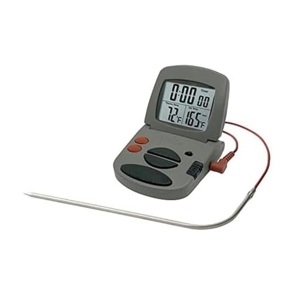 Taylor Programmable with Timer Instant Read Wired Probe Digital, Meat, Food, Grill BBQ Cooking Kitchen Thermometer with Timer, Gray