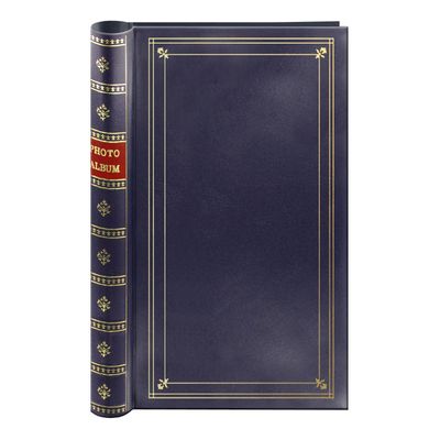 Spiral Bound Photo Album 300 Bi-Directional Memo Pockets Hold 4x6 Photos, Navy Blue