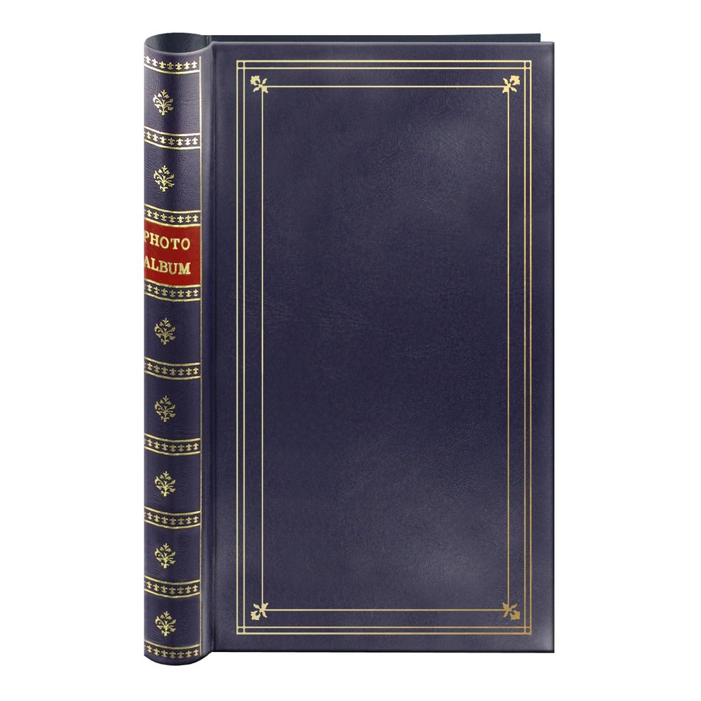 Spiral Bound Photo Album 300 Bi-Directional Memo Pockets Hold 4x6 Photos, Navy Blue