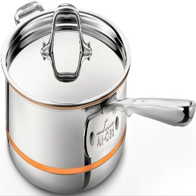 All-Clad Copper Core 5-Ply Stainless Steel Saut Pan with Steel Lid 3 Quart Induction Oven Broiler Safe 600F Pots and Pans, Cookware Silver