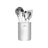 All-Clad 5-Piece Stainless Steel Kitchen Utensil Set  Includes Ladle, Solid Spoon, Slotted Spoon, Turner & Storage Caddy  Heavy-Gauge, Ergonomic, Dishwasher Safe, Silver view 1