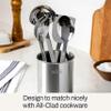 All-Clad 5-Piece Stainless Steel Kitchen Utensil Set  Includes Ladle, Solid Spoon, Slotted Spoon, Turner & Storage Caddy  Heavy-Gauge, Ergonomic, Dishwasher Safe, Silver view 2