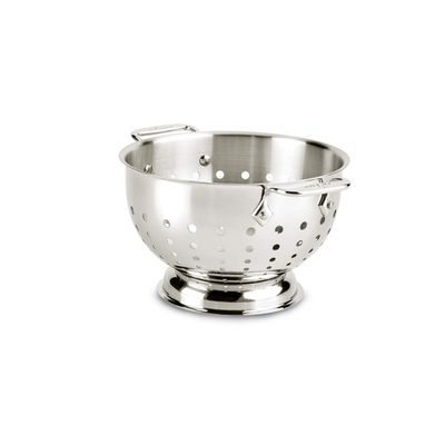 All-Clad Tools and Accessories Stainless Steel Colander 3 Quart Strainer, Pasta Strainer with Handle, Pots and Pans Silver