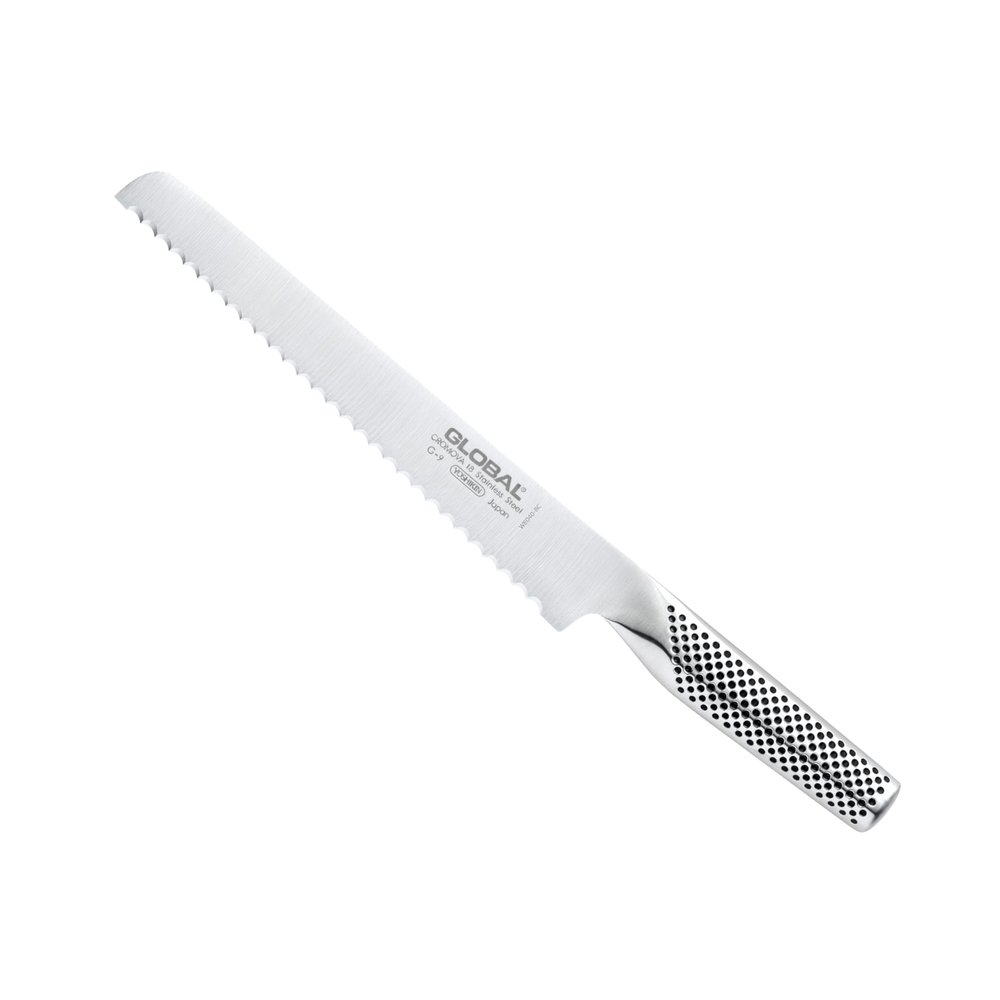 Global 8 1/2 inch Serrated Bread Knife - Lightweight Japanese Stainless Steel, Razor-Sharp Edge, Made in Japan, G-9