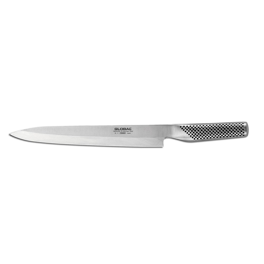 Global 10 Inch Left-Handed Yanagi Sashimi Knife - Lightweight Japanese Stainless Steel, Razor-Sharp Edge, Made in Japan, G-11L
