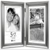 Malden International Designs Concourse Pewter Metal Hinged Picture Frame, Double Vertical, 2-5x7, Silver view 1