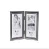 Malden International Designs Concourse Pewter Metal Hinged Picture Frame, Double Vertical, 2-5x7, Silver view 2