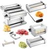 Pasta Maker Deluxe Set- Stainless Steel Machine w 3 Interchangeable Attachments- Make 5 Different Pastas- Spaghetti Fettuccini Angel Hair Ravioli Lasagnette- Durable Cutters for Adjustable Thicknesses view 1