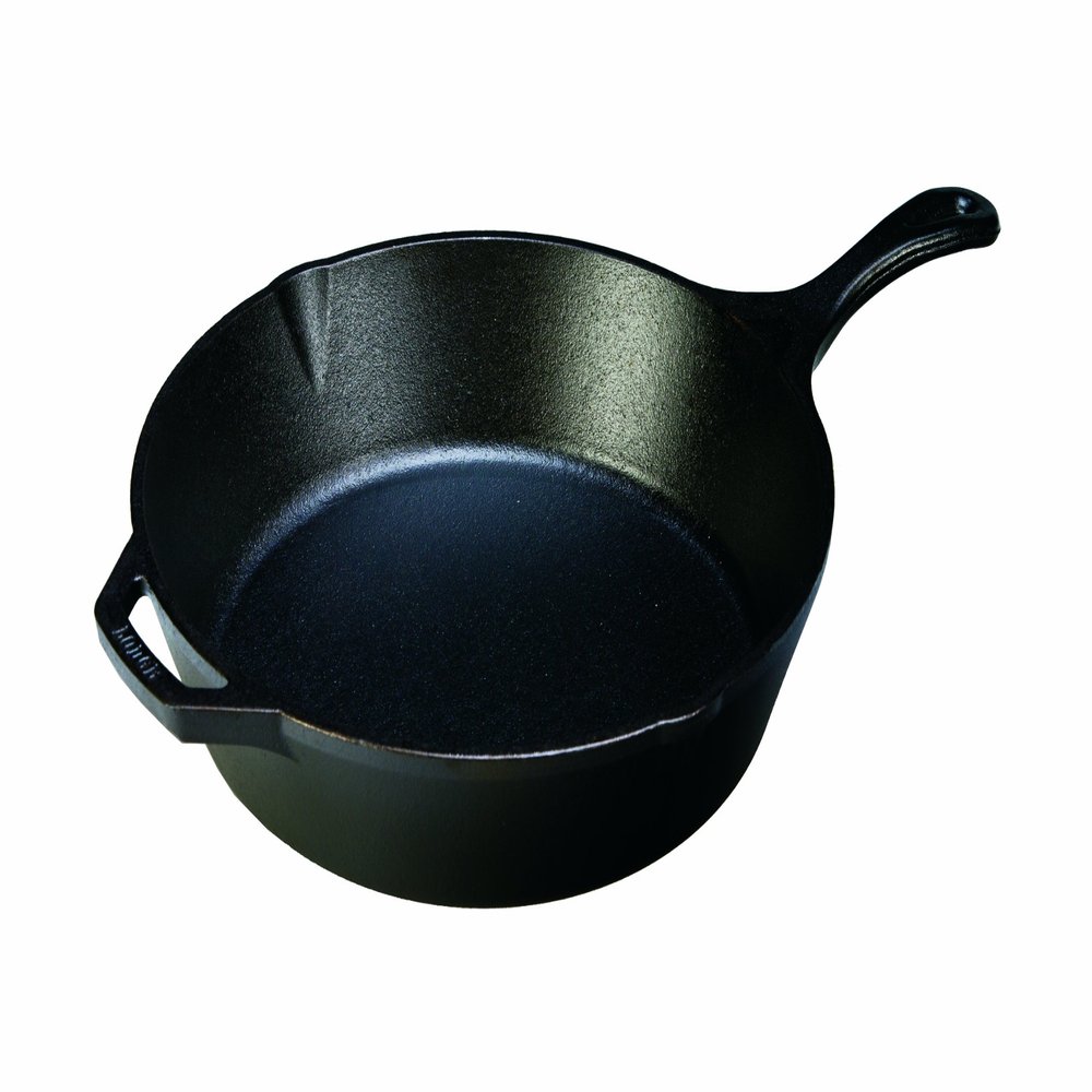 Lodge 13-1/4 Inch Cast Iron Pre-Seasoned Skillet Signature Teardrop Handle - Use in the Oven, on the Stove, on the Grill, or Over a Campfire, Black
