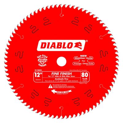 Diablo D1280X: 12" x 80-Teeth Fine Finish Saw Blade for Wood
