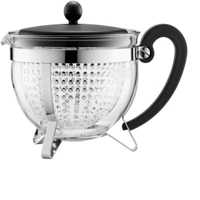 Bodum Large Darjeeling Tea Pot, Black Plastic Lid and Stainless Steel Frame, 1.5-Litre, 51-Ounce
