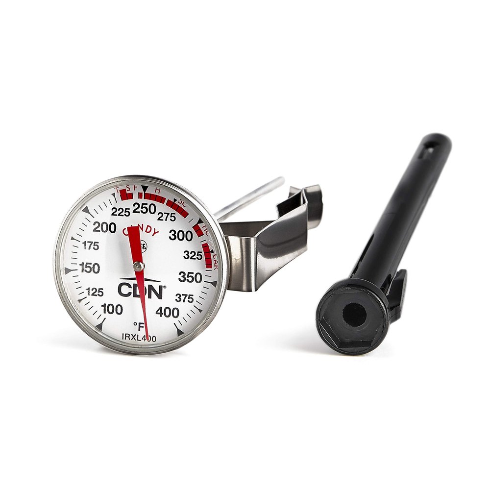 CDN ProAccurate Candy & Deep Fry Thermometer | Insta-Read 7" Stem | NSF Certified | 100400F Range | For Candy, Sugar, Oil, Deep Frying, Roasts, Poultry | Adjustable Pot Clip | IRXL400
