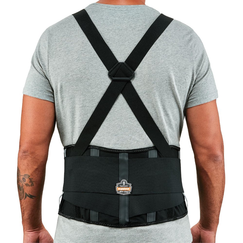 Ergodyne ProFlex 2000SF Back Support Brace, 8.5" Spandex, V-Shape Design and Patented Stays for Added Support, XL,Black