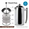 Frieling Double-Walled Stainless-Steel French Press Coffee Maker, Polished, 23 Ounces view 2