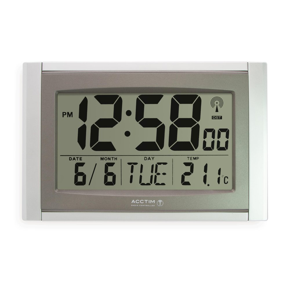Acctim Stratus Smartlite Wall/Desk Clock, Silver