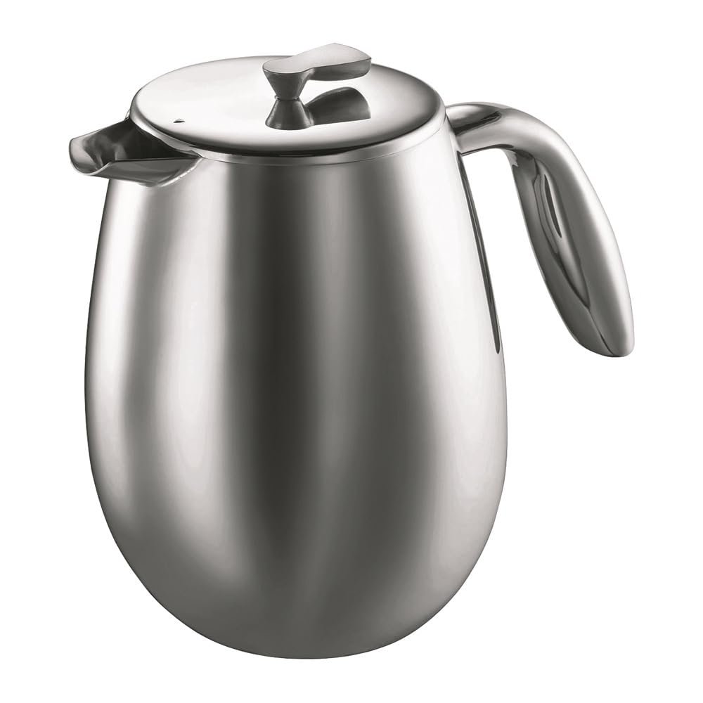 Bodum 51 oz Columbia Thermal French Press Coffee Maker, Insulated Double Wall Stainless Steel, Chrome