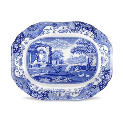 Blue Italian Blue Italian Medium Oval Platter | 14 Inch Serving Platter for Dessert, Appetizers, and Snacks | Made from Fine Porcelain | Microwave and Dishwasher Safe