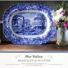 Blue Italian Blue Italian Medium Oval Platter | 14 Inch Serving Platter for Dessert, Appetizers, and Snacks | Made from Fine Porcelain | Microwave and Dishwasher Safe view 2