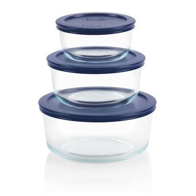 Pyrex Simply Store (3-Pack) Glass Food Storage Containers Set, (2, 4 & 7 Cup) Meal Prep Containers With BPA-Free Lids, Dishwasher & Microwave Safe