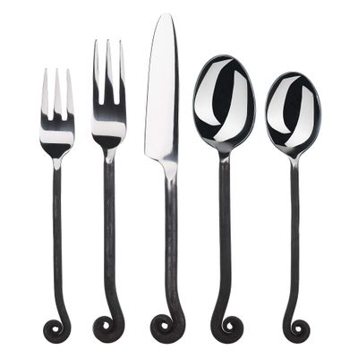 Gourmet Settings 20-Piece Flatware Treble Clef Collection Black Silverware Cutlery Kitchen Sets, Stainless Steel Utensils Knife/Fork/Spoons, Dishwasher Safe (34-350)