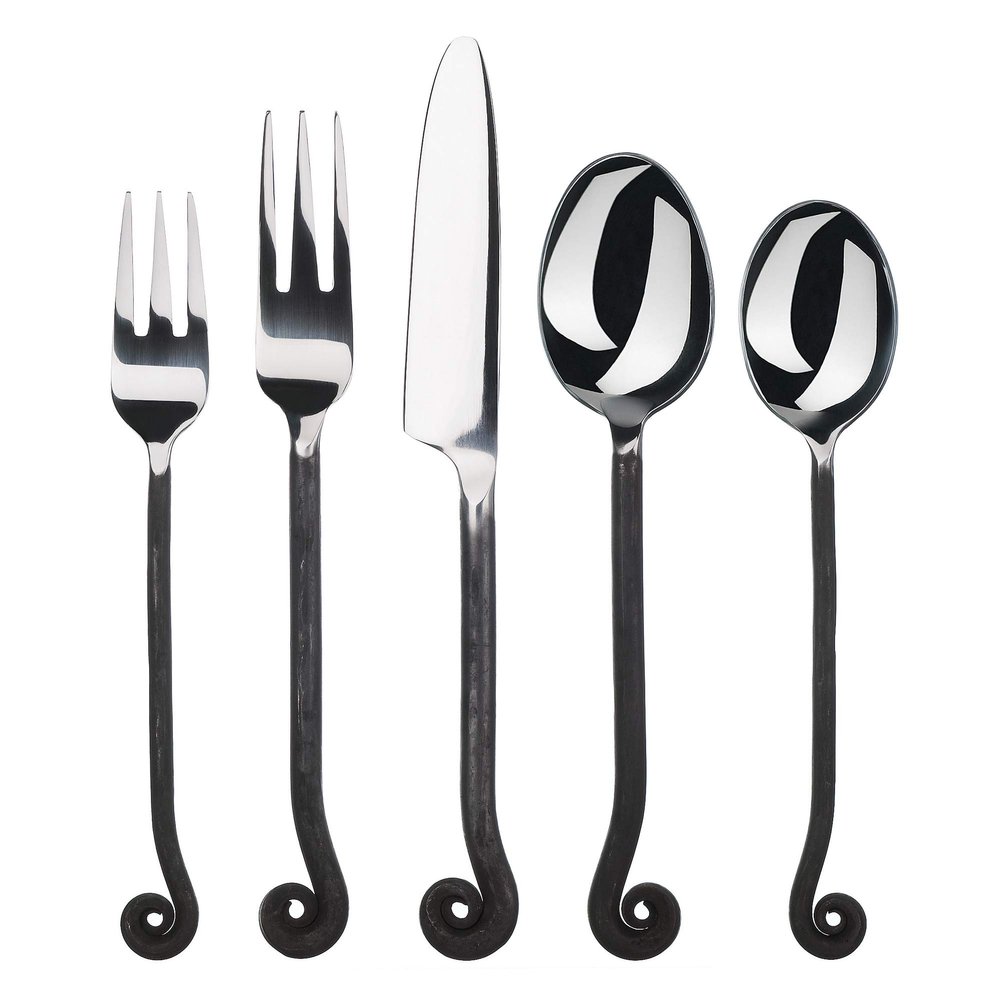 Gourmet Settings 20-Piece Flatware Treble Clef Collection Black Silverware Cutlery Kitchen Sets, Stainless Steel Utensils Knife/Fork/Spoons, Dishwasher Safe (34-350)