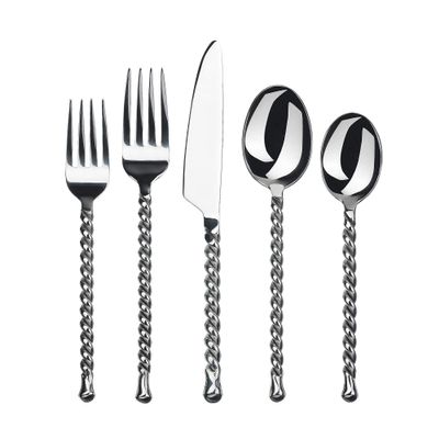 Gourmet Settings - 20-Piece Silverware Set - Silver Tear Collection - Polished Stainless Steel Flatware Sets - Service for 4 - Kitchen Cutlery Utensil Knife/Fork/Spoons - Dishwasher Safe