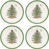 Spode Christmas Tree 8" Salad Plate, Set of 4 - Festive Holiday Earthenware Plate with Christmas Tree Design, Green Bordered Edges, Microwave, Dishwasher, Freezer, Oven Safe view 1