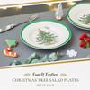 Spode Christmas Tree 8" Salad Plate, Set of 4 - Festive Holiday Earthenware Plate with Christmas Tree Design, Green Bordered Edges, Microwave, Dishwasher, Freezer, Oven Safe view 2
