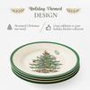 Spode Christmas Tree 8" Salad Plate, Set of 4 - Festive Holiday Earthenware Plate with Christmas Tree Design, Green Bordered Edges, Microwave, Dishwasher, Freezer, Oven Safe view 3