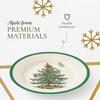 Spode Christmas Tree 8" Salad Plate, Set of 4 - Festive Holiday Earthenware Plate with Christmas Tree Design, Green Bordered Edges, Microwave, Dishwasher, Freezer, Oven Safe view 4