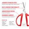 Joyce Chen Original Unlimited Kitchen Scissors All Purpose Kitchen Shears With Comfortable Handles, Red view 2