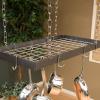 Rogar Hammered Steel Rectangular Pot Rack with Grid and Chrome Accessories 30-in. view 4