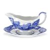 Spode Blue Italian 9 Oz Gravy Boat and Saucer, Earthenware Sauce Boat with Large Handle, Classic Countryside Design, Perfect for Gravy, Sauces, Salad Dressings, Dishwasher & Microwave Safe view 1