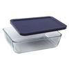 Pyrex Simply Store 6-Cup Rectangular Glass Food Storage Dish,Blue Made in the USA view 1