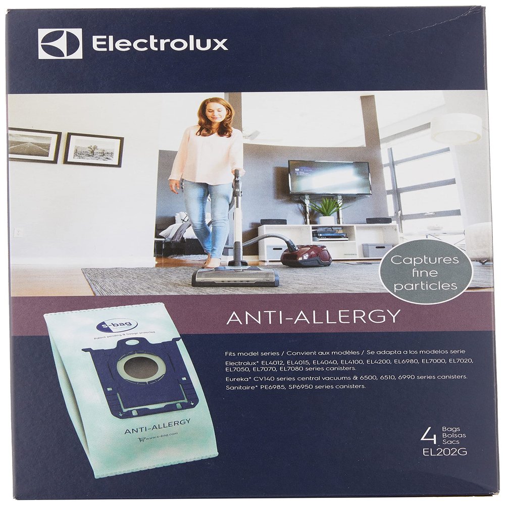 Electrolux EL202G S-Bag Anti-Allergy Synthetic Vacuum Bags, 4 Pack, Blue