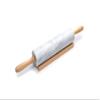 Fox Run Polished Marble Rolling Pin with Wooden Cradle, 10-Inch Barrel, White view 1
