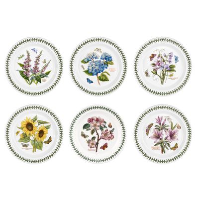 Portmeirion Botanic Garden 10.5" Dinner Plate - Set of 6 | Assorted Floral Motifs | Fine Earthenware | Chip Resistant Glaze | Dishwasher, Microwave, Freezer, Oven Safe | Made in England