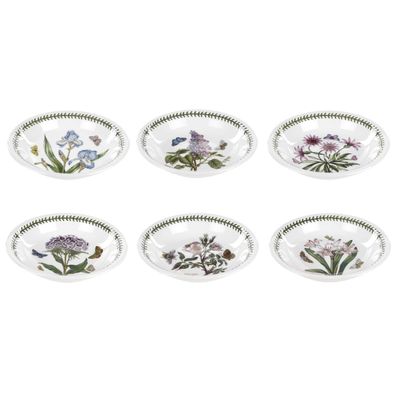 Portmeirion Botanic Garden Pasta Bowl | Set of 6 Bowls with Assorted Motifs | 8.5 Inch | Made from Fine Earthenware | Microwave and Dishwasher Safe | Made in England