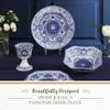 Spode Judaica Passover Seder Plate - 12 Inch Round Fine Porcelain Dish with Illustrated Seder Symbols - Blue & White Judaic Design Inspired by 1880's Manuscripts - Microwave & Dishwasher Safe view 2