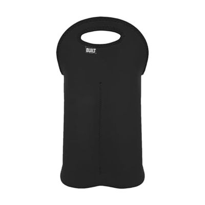 BUILT 2B-BLK 2-Bottle Stain Resistant Neoprene Wine/Water Bottle Carry Tote, Black