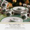 Spode Christmas Tree 4-Piece Dinnerware Setting - Fine Earthenware Holiday Tableware - Dishwasher & Microwave Safe, Festive Christmas Plates, Bowls, Mug - Holiday Dining Essentials view 2