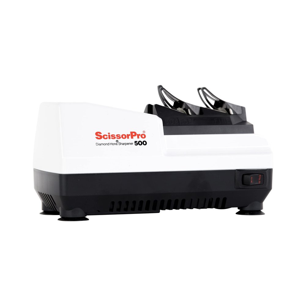 Chef'sChoice Scissorpro Electric Professional Scissors Sharpener with Diamond Honing Features Precise Angle Guides to Help Repair and Restore Blades For Right- and Left-Handed Scissors, 2-Stage, White