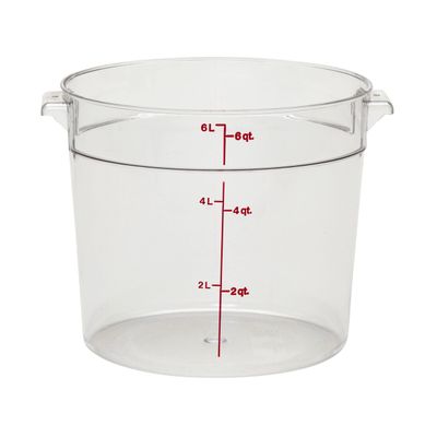 Cambro Food Storage Container - Round Series - 6 QT (Quart) - Commercial Grade for Food Prep (Clear)