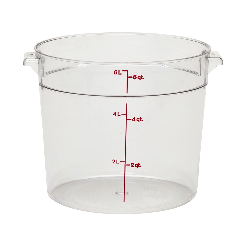 Cambro Food Storage Container - Round Series - 6 QT (Quart) - Commercial Grade for Food Prep (Clear)