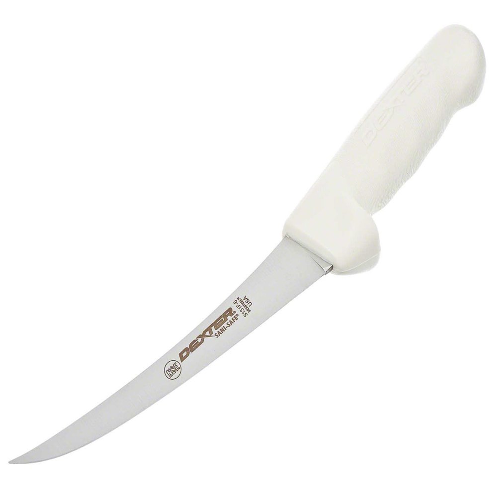 Dexter Russell S131F-6PCP Sani-Safe (01483) Boning Knife, 6", Flexible, Curved, Stain-Free, high-Carbon Steel, Non-Slip, Textured, Polypropylene White Handle, Perfect Cutlery Packaging