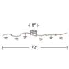 Pro Track Track Light Fixture - 6 Head Adjustable Lights, Brushed Nickel Finish, Heavy Duty Modern Track Light Fixture for Kitchens, Bedrooms, Living Rooms, and Dining Rooms - 72" Wide, 9" High view 4