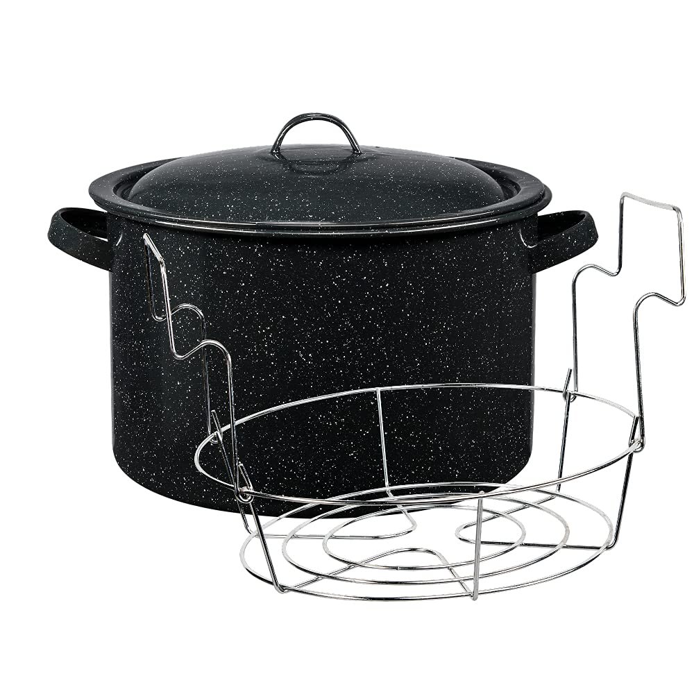 Granite Ware Enamel on Steel 12-Quart Water Bath Canner with Lid Black